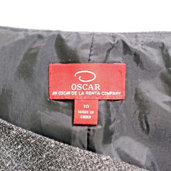 Oscar de la Renta Size 10 Bow Tweed Sheath Dress Cap Sleeve Gray - Picture 10 of 11